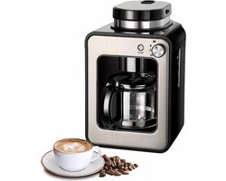 SNJY® Koffiemachine met Bonen - Volautomatische Koffiemachine - Espressomachine - Koffiezetapparaat Bonen - 600W - Zilver