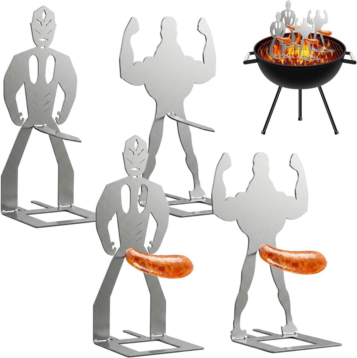 Grillhouders in Menselijke Vorm - Roestvrij Staal - Grappige Grillaccessoires voor Feestjes