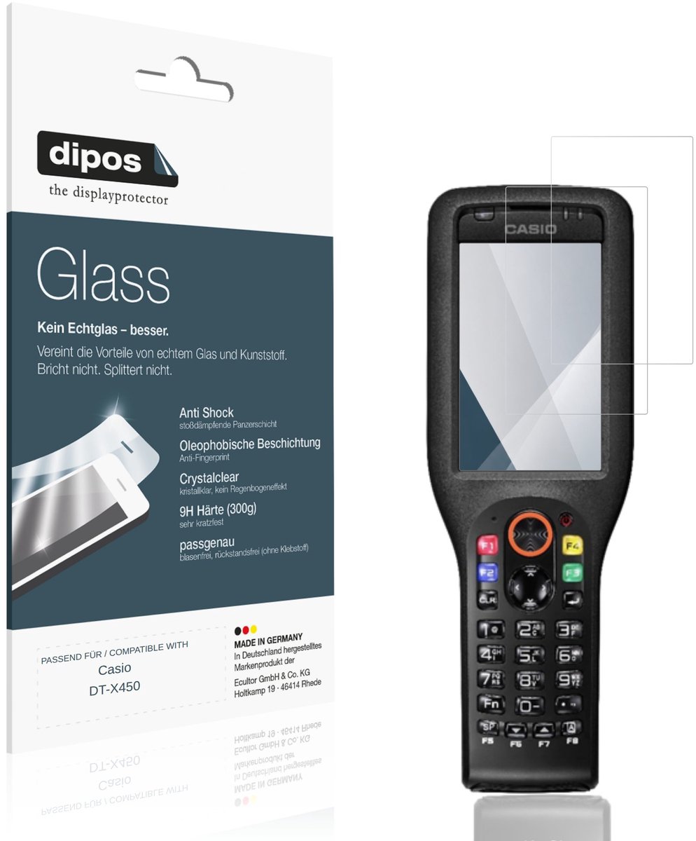 dipos – 2x Pantserfolie geschikt voor Casio DT-X450 | 9H Screenprotector