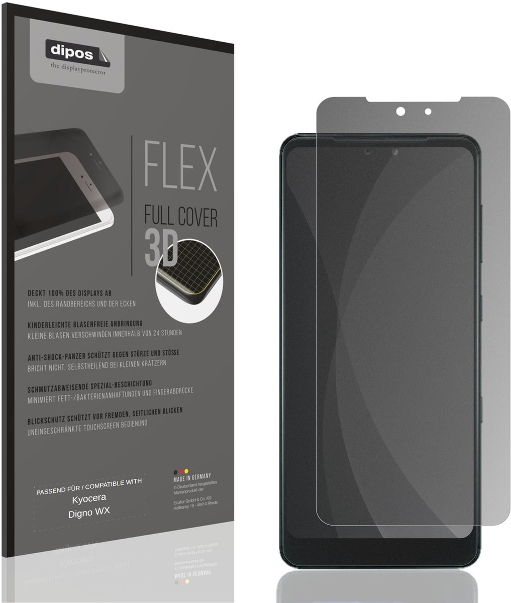 dipos FLEX – Matte Privacy Screenprotector geschikt voor Kyocera Digno WX | Volledige Schermbescherming | Case-Friendly