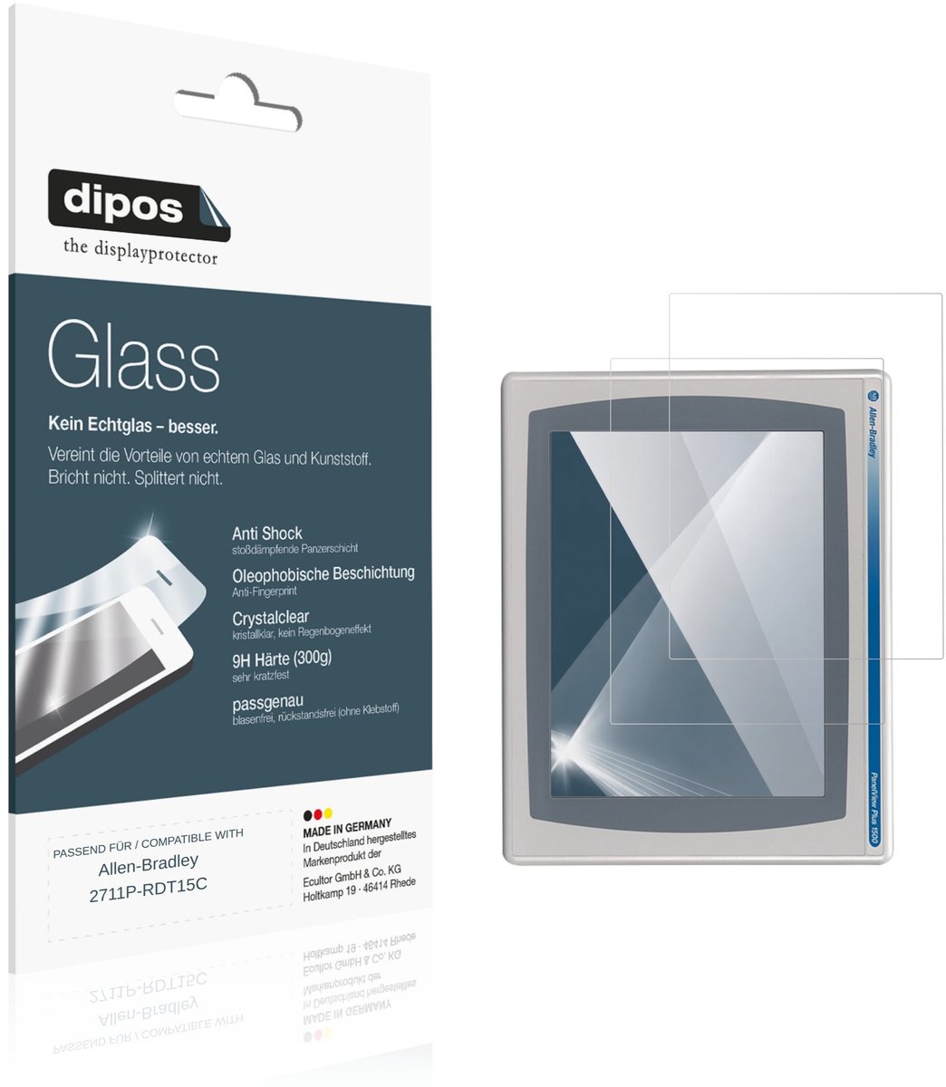 dipos – 2x Pantserfolie geschikt voor Allen-Bradley 2711P-RDT15C | 9H Screenprotector