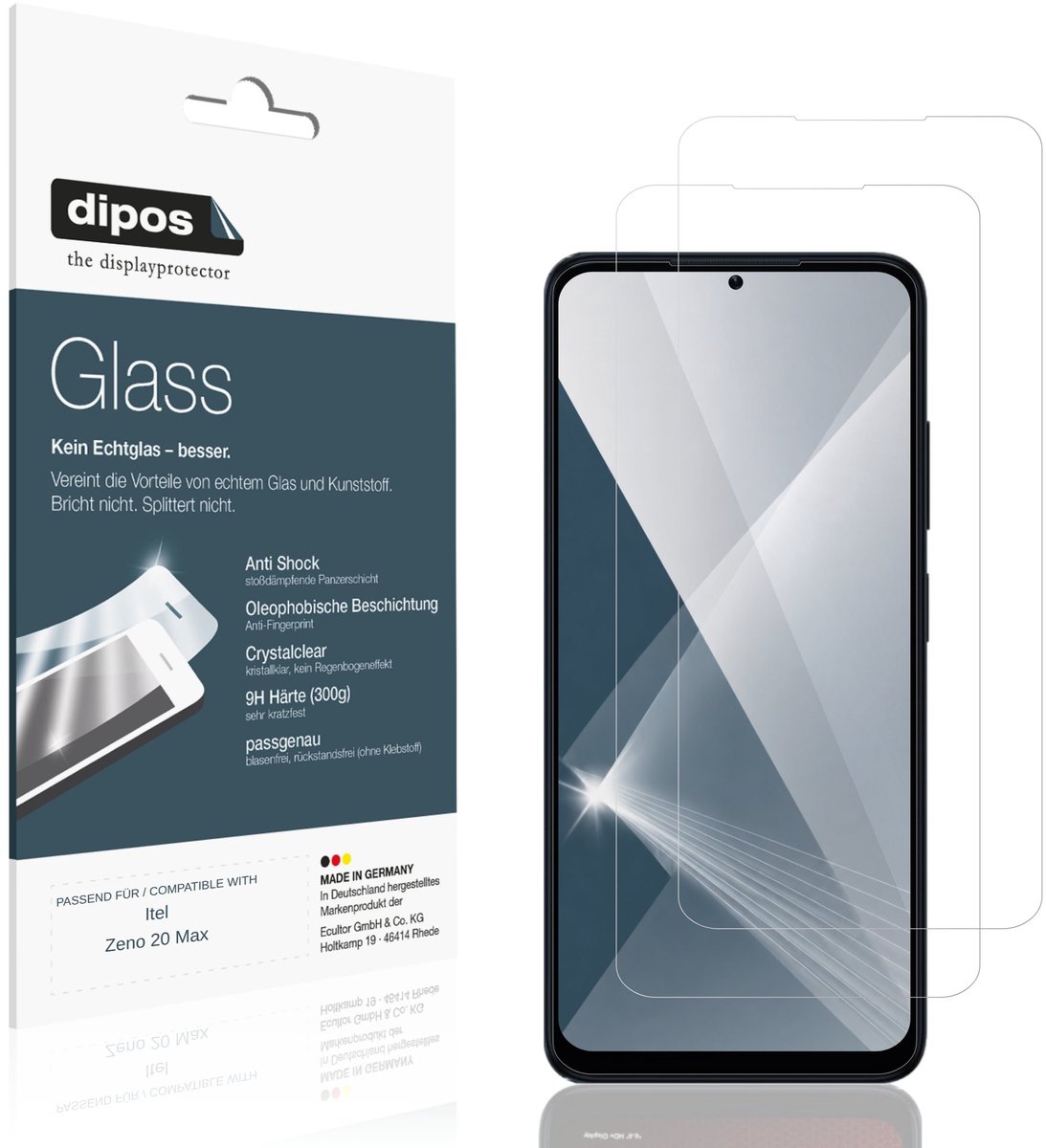 dipos – 2x Pantserfolie geschikt voor Itel Zeno 20 Max | 9H Screenprotector