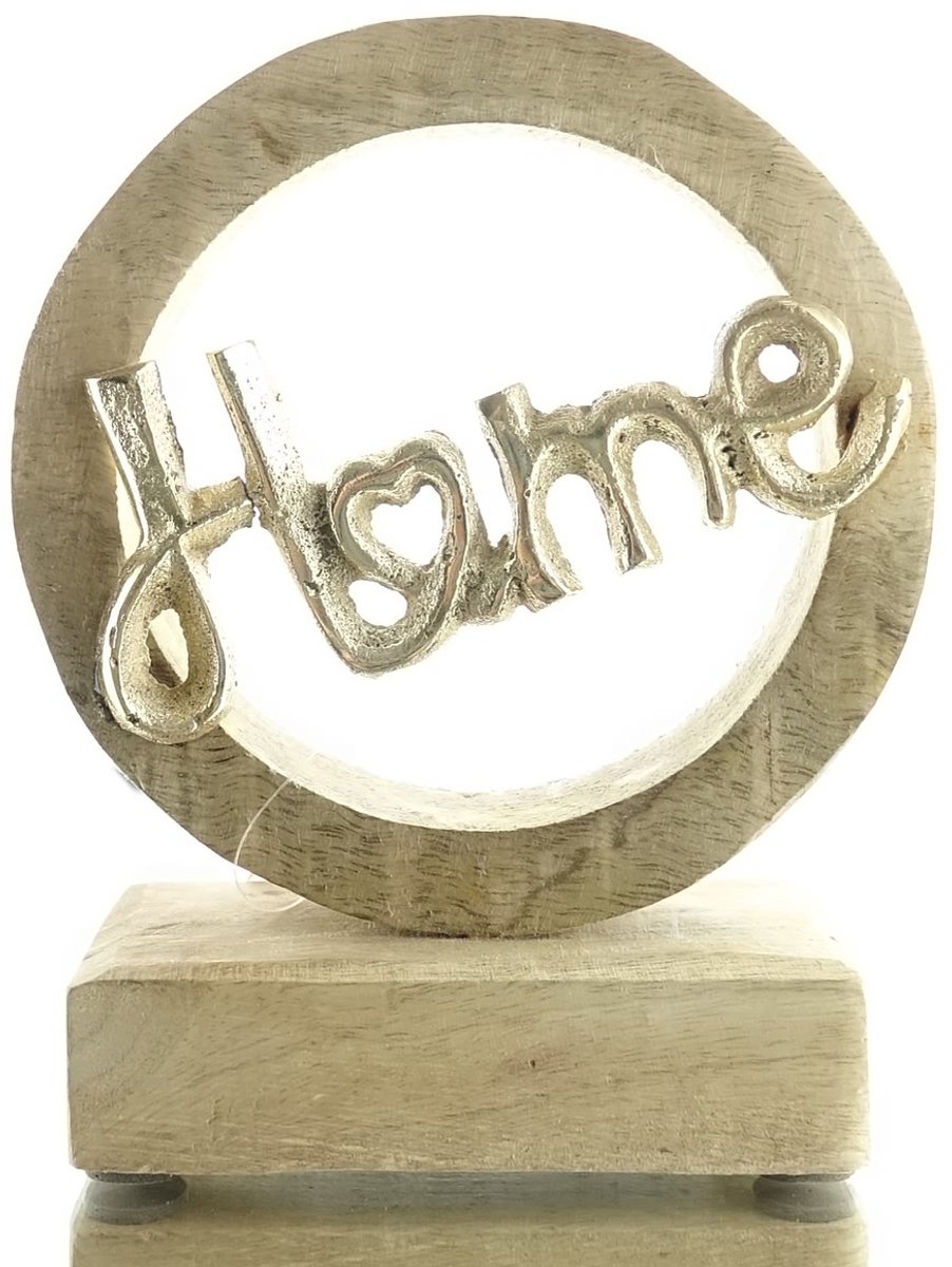 Gasper Mahola tekst HOME goudkleurig 14,5 cm