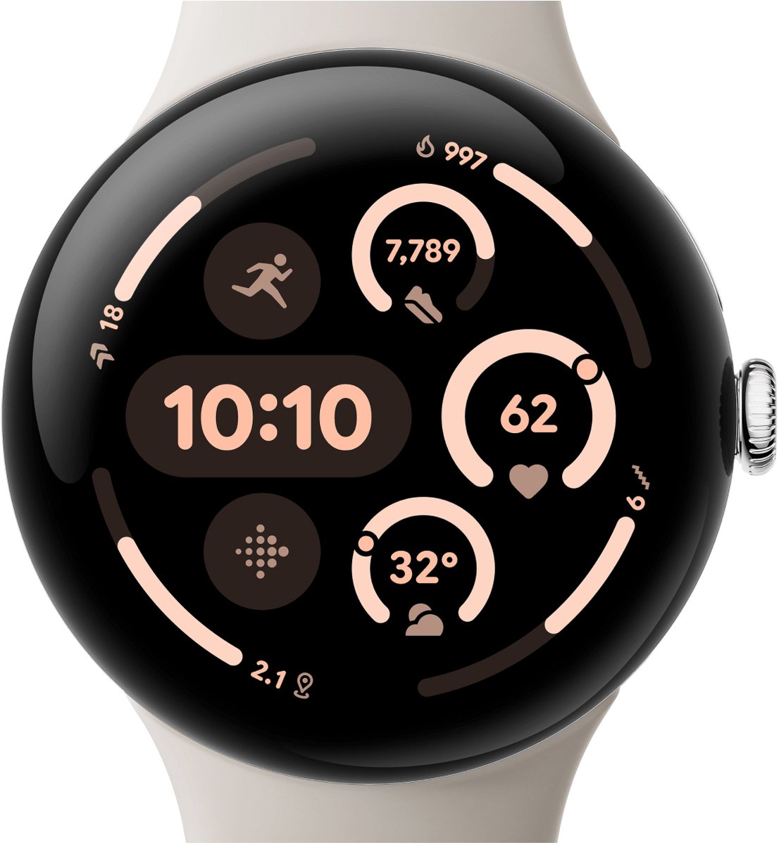 Google Pixel Watch 3 - Smartwatch - 45mm - Zilverkleurig/Wit