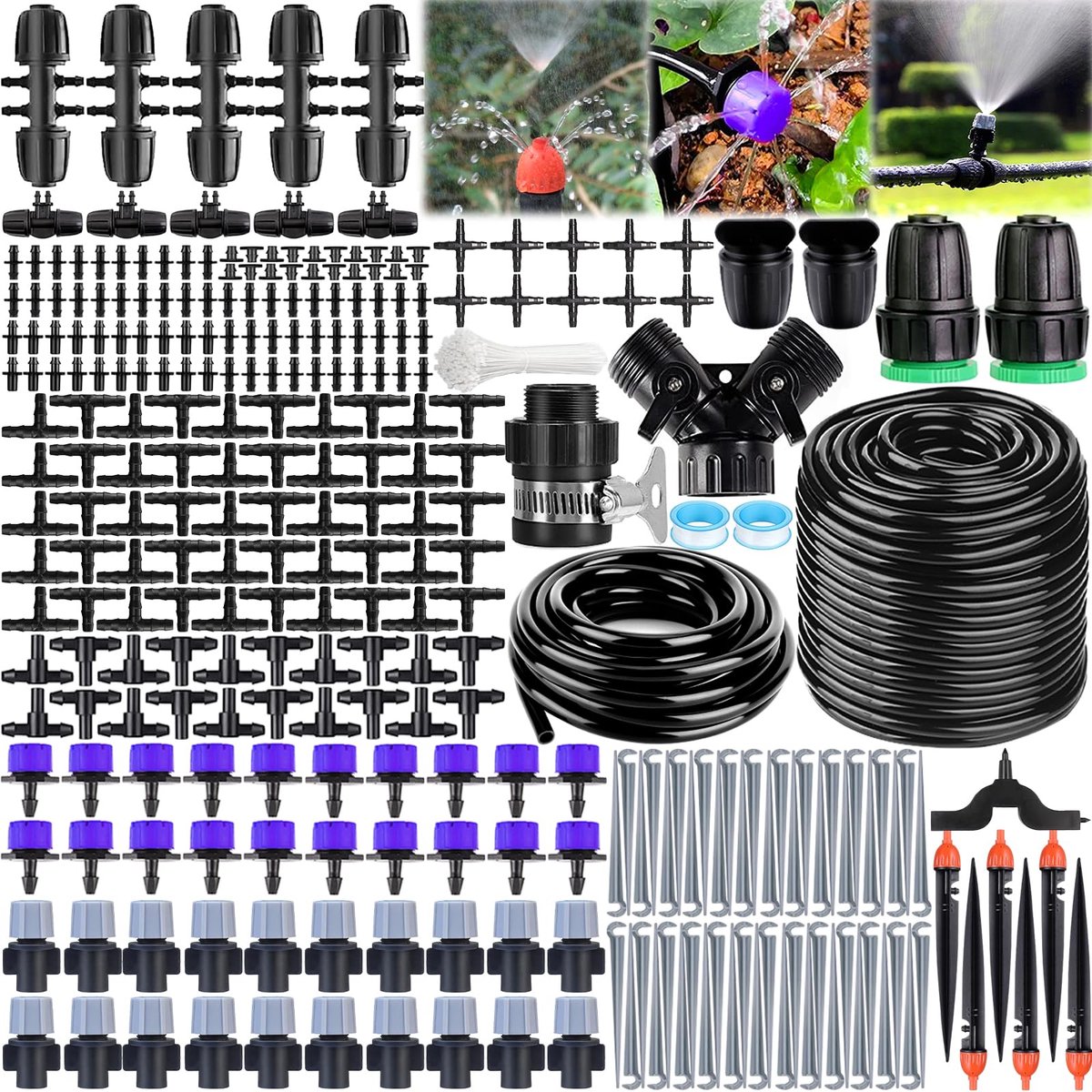 Druppelirrigatiesysteem 50 Meter – 318-delige Bewateringsset – Waterbesparend – Eenvoudige Installatie