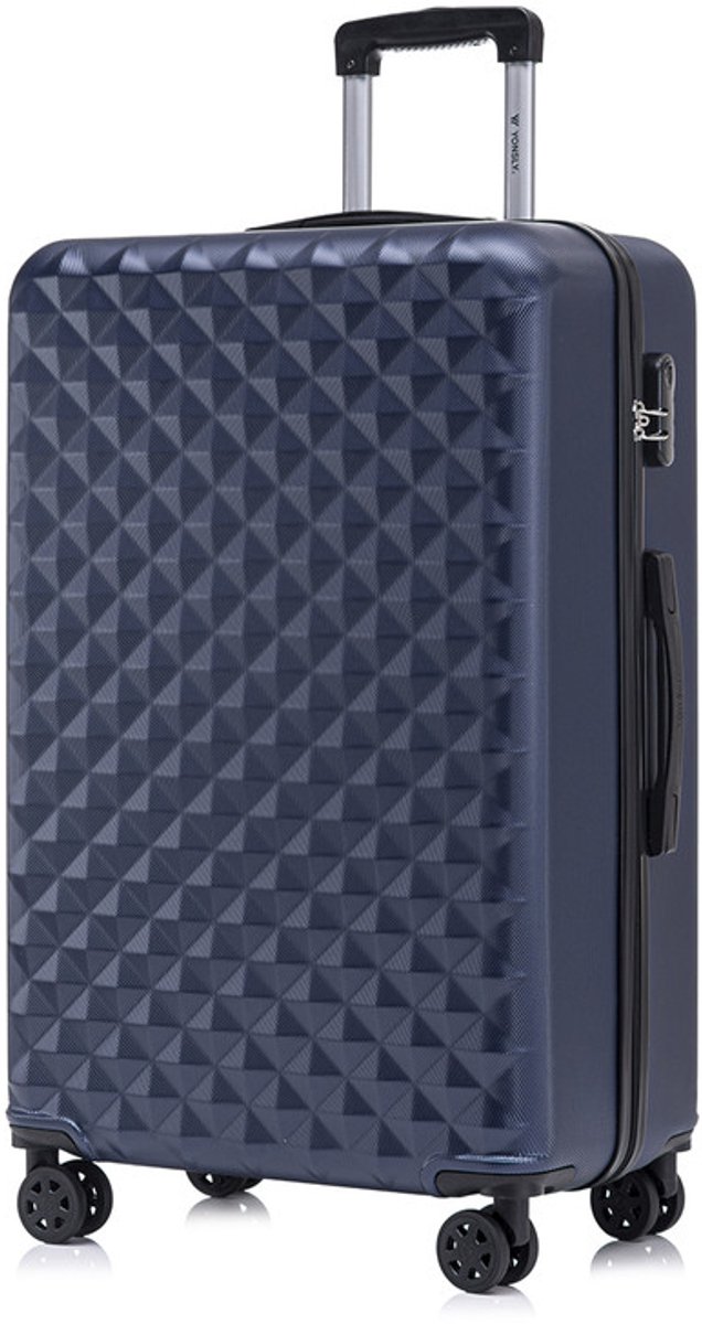YONSLY Handbagage Koffer - 76 x 49 x 29 cm - 98 L - Cijferslot - 360° Draaibare Wielen - Grote Trolley - Donkerblauw