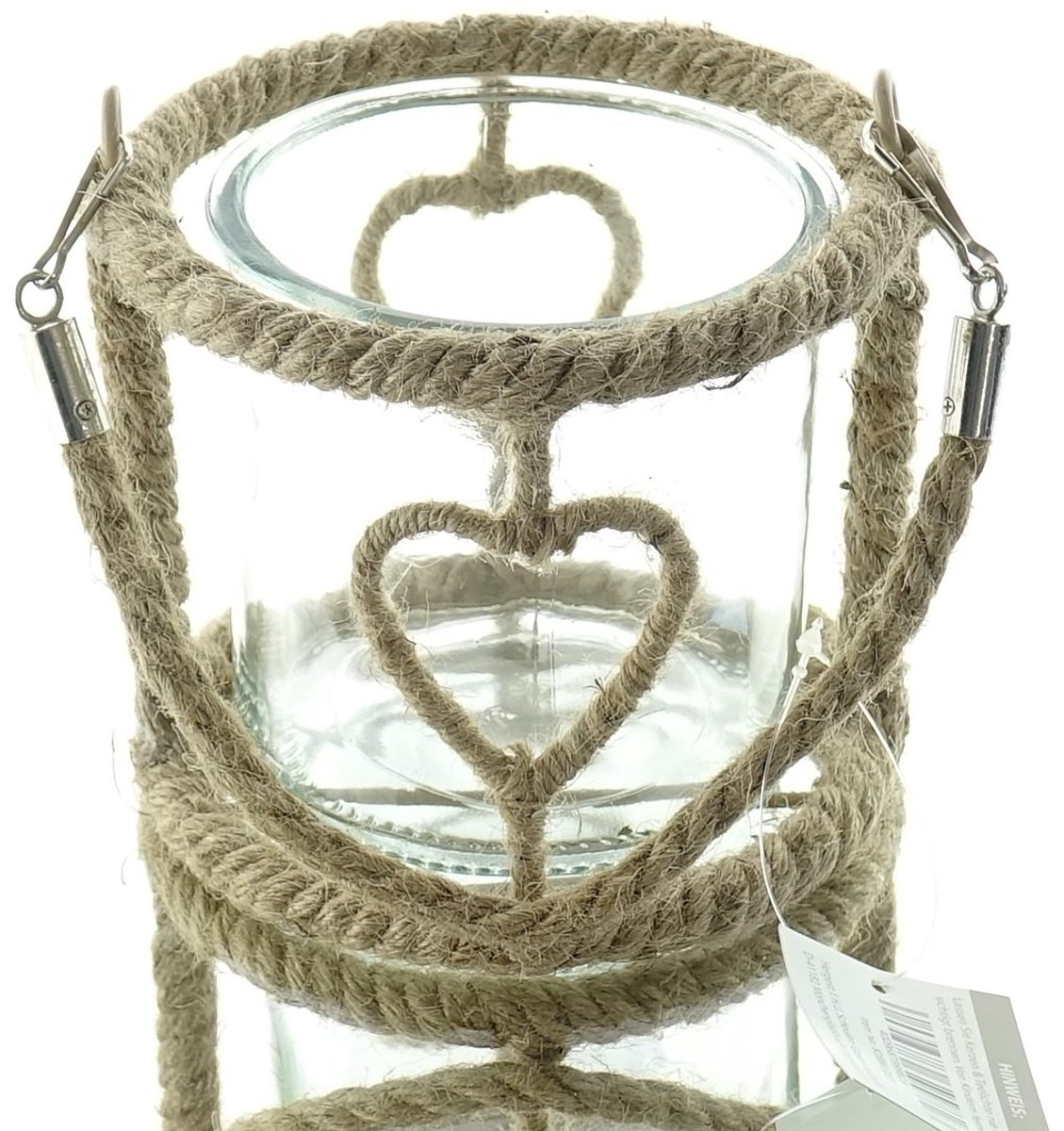 Scheulen windlicht L hartmotief Ø 13 cm - glas/jute