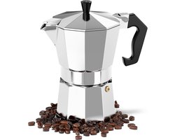 Espressomaker Percolator 300 ml – 6 Kopjes – Aluminium – Klassieke Italiaanse Koffiezetter – Geschikt voor Gas, Elektrisch en Keramisch – Zilver