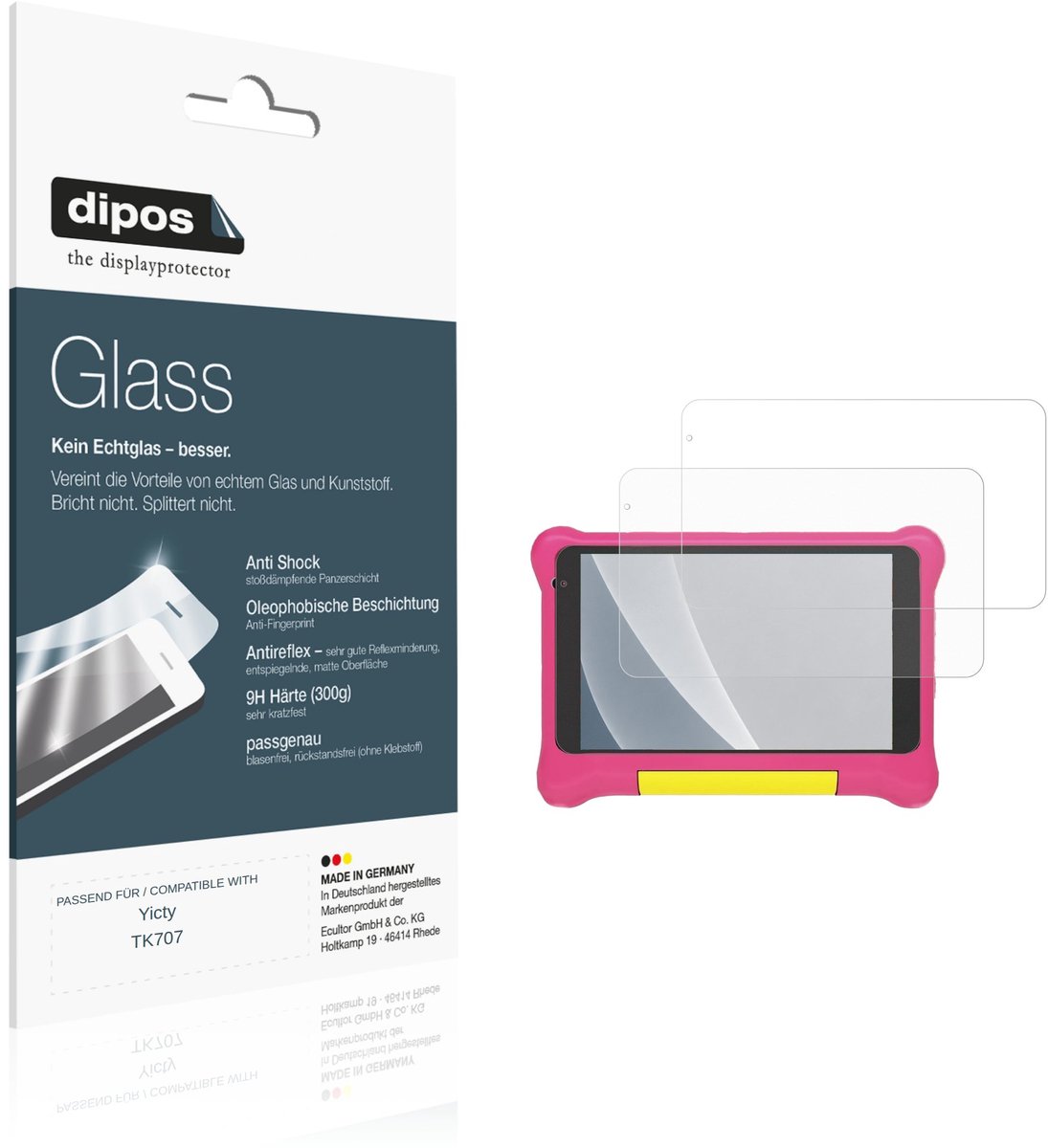 dipos – 2x Matte Pantserfolie geschikt voor Yicty TK707 | 9H Screenprotector
