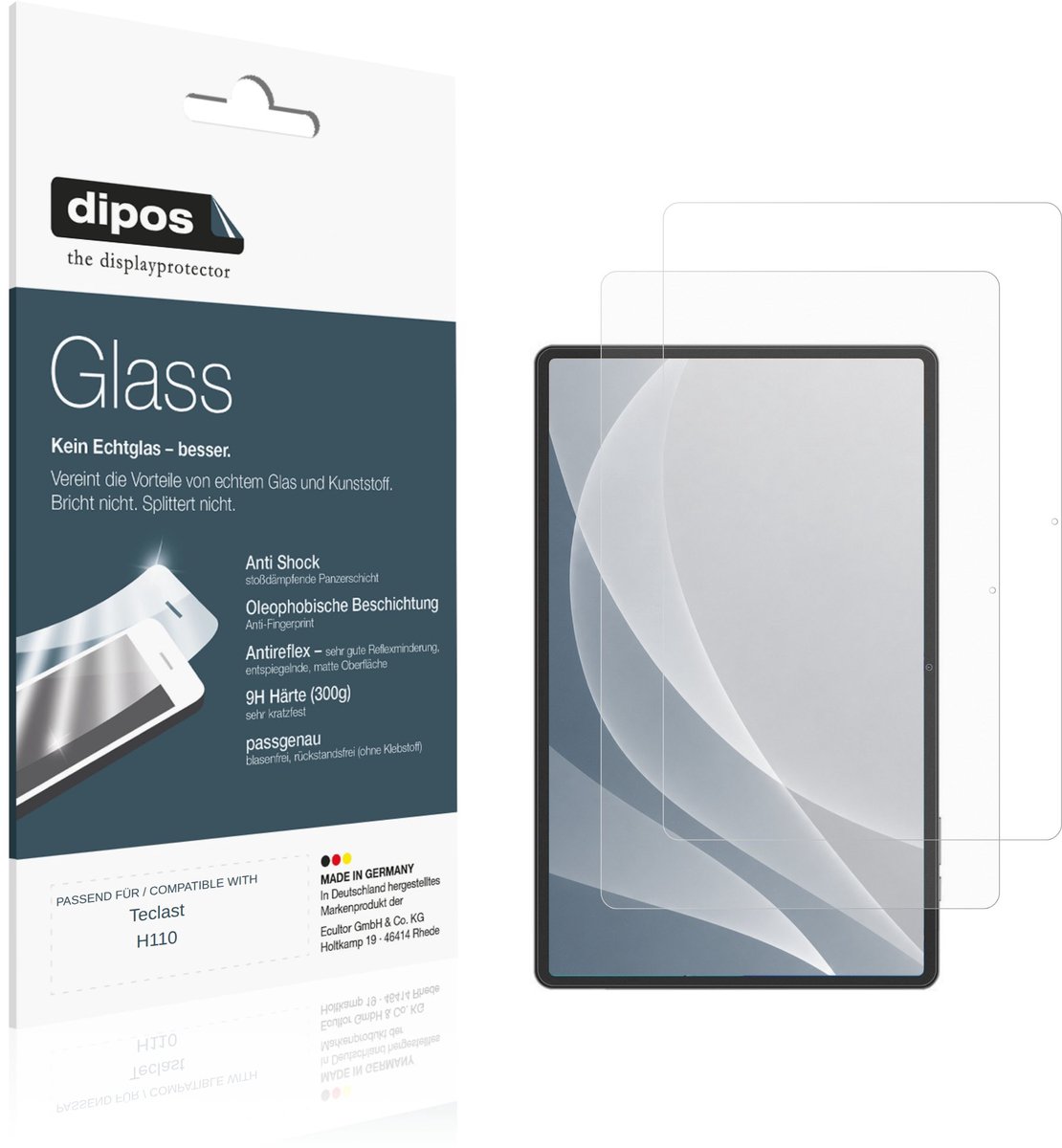 dipos – 2x Matte Pantserfolie geschikt voor Teclast H110 | 9H Screenprotector