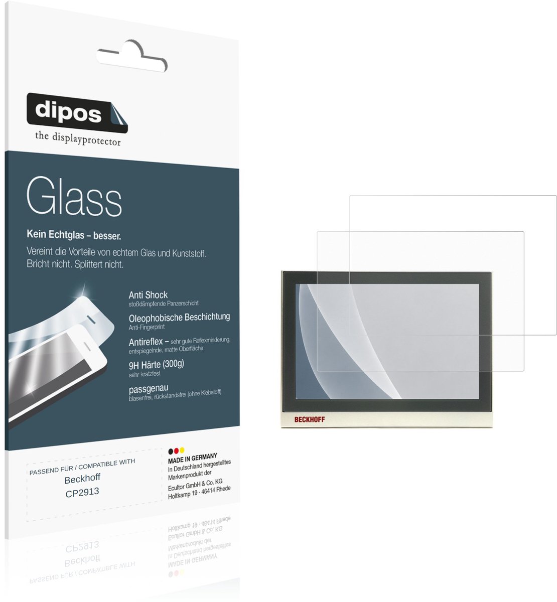 dipos – 2x Matte Pantserfolie geschikt voor Beckhoff CP2913 | 9H Screenprotector
