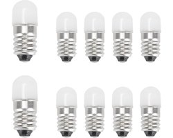 MeetUs E10 AC/DC lampen, 10 sets, 12 V, koudwit, led, vervanging miniaturen, 0,5 W, 60 lm, schroeflampen, inclusief 10 - ShopVlot