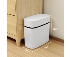 Afvalbak Van 12 Liter Met Drukdeksel, Kunststof Afvalbak, Geschikt Voor Badkamer, Keuken, Toilet, Kantoor, Kamer En Slaapkamer.