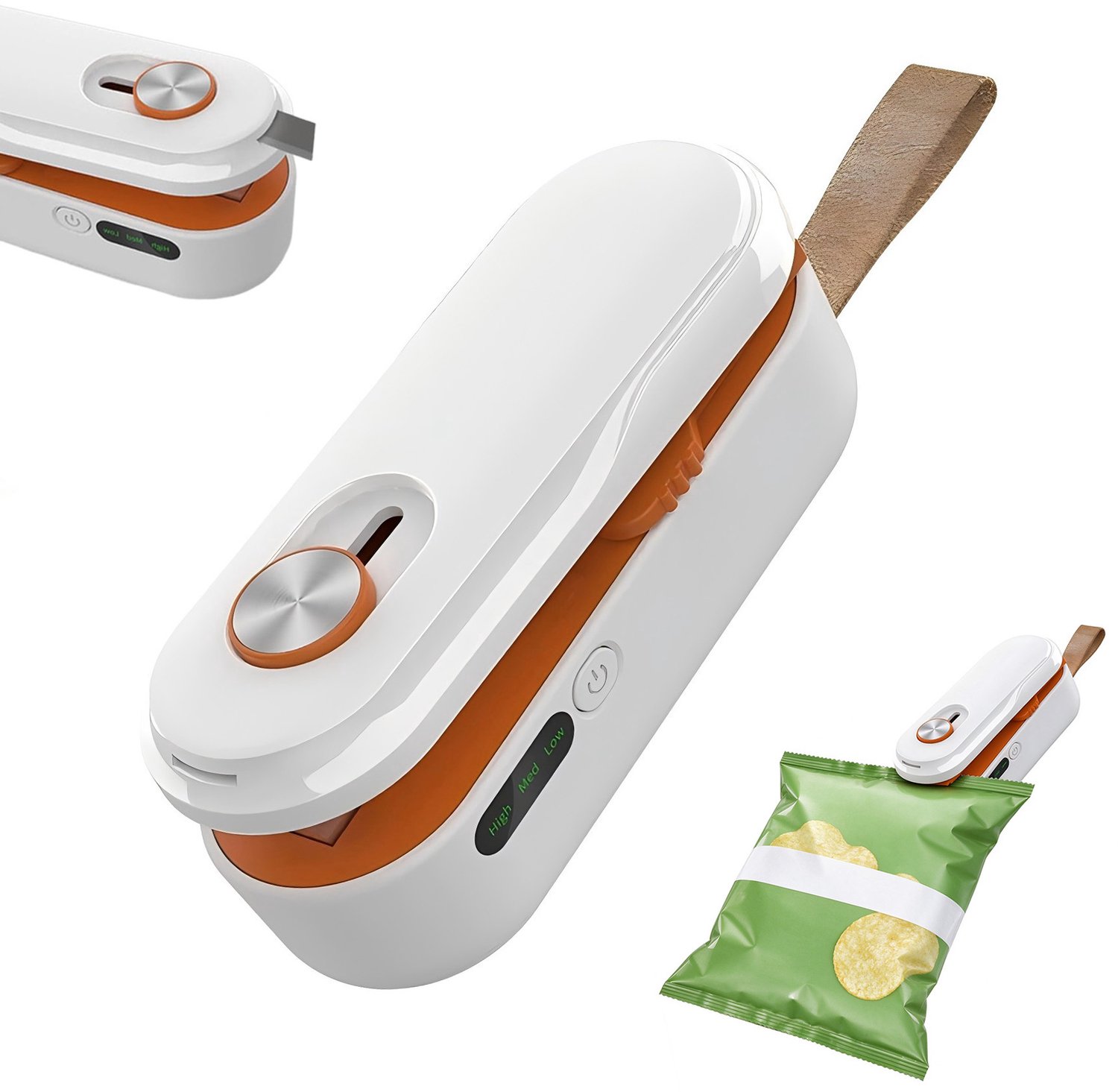 Namajunas - 2 in 1 Zaksluiter - Mini Bag Sealer - Met mes - 3 Temperatuurstanden - Oplaadbaar Zak Afsluiten - Draagbaar Zakjes sealer - seal machine - Heat Sealer - Sealer apparaat voor zakjes - Magnetisch - Voor alle warmteafsluitbare zakken