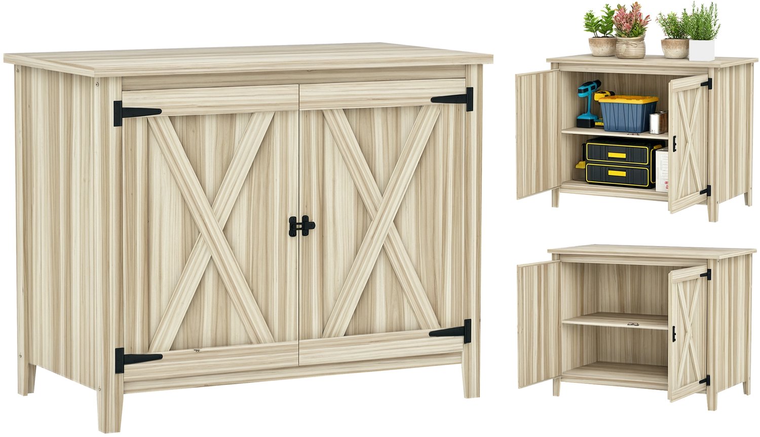 Outsunny buitenopbergkast - Vurenhout - 110x60x88,5cm - Natuurlijk hout