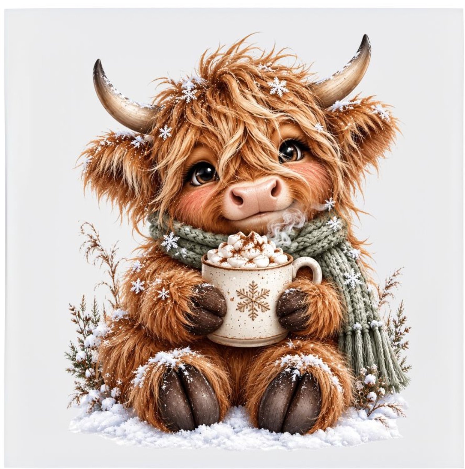 Radey's Keramische tegel - Schotse hooglander koffie kerst 2 - 15 x 15 cm - grappige tegel - spreuktegel - decoratie tegel divers