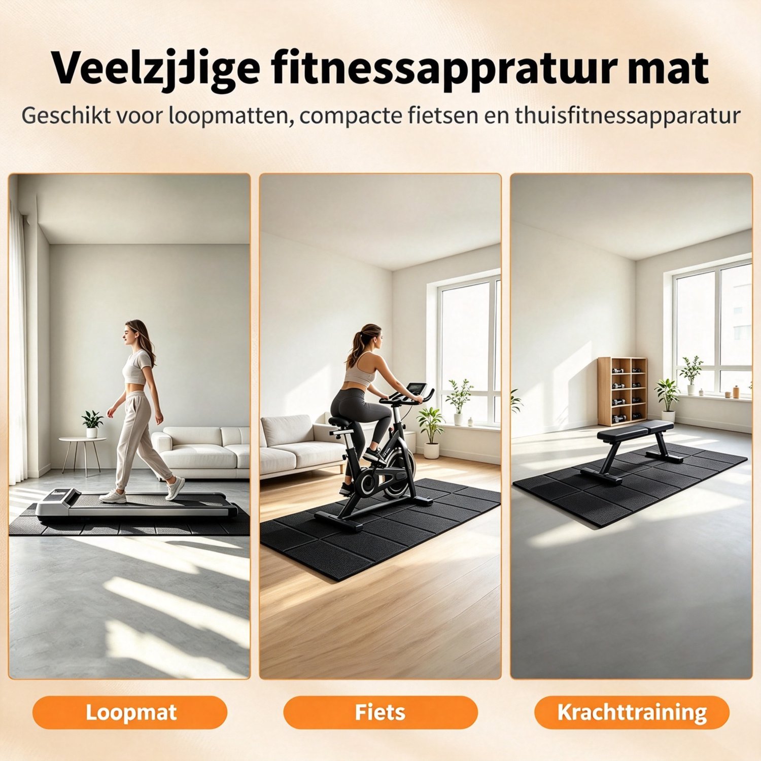Beschermmat Loopband - Opvouwbare PVC Vloerbeschermingsmat - 140x60cm Zwart, 0,4cm dik voor Wandelpad, Hometrainer en Crosstrainer thumbnail 3