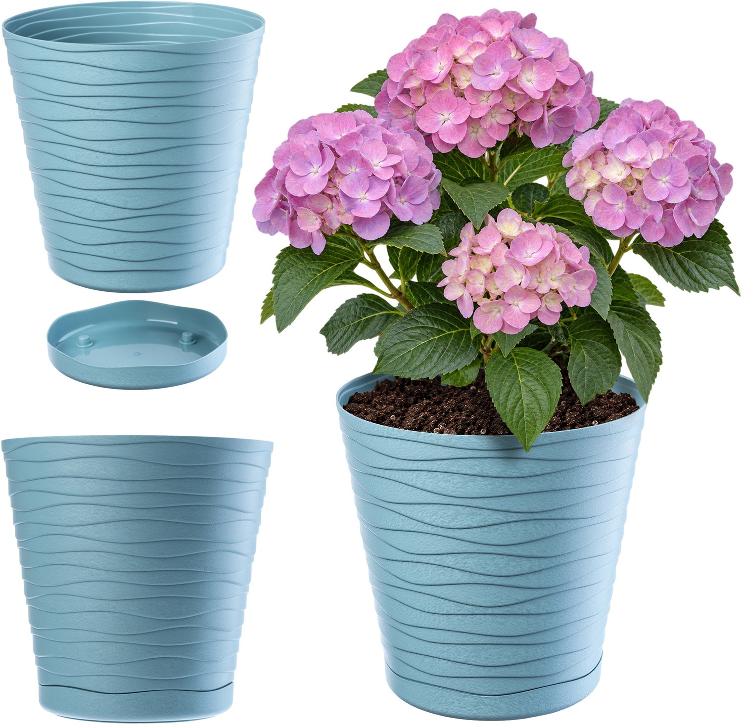 Kadax Bloempot 30cm Groen met Schotel - Duurzaam Kunststof