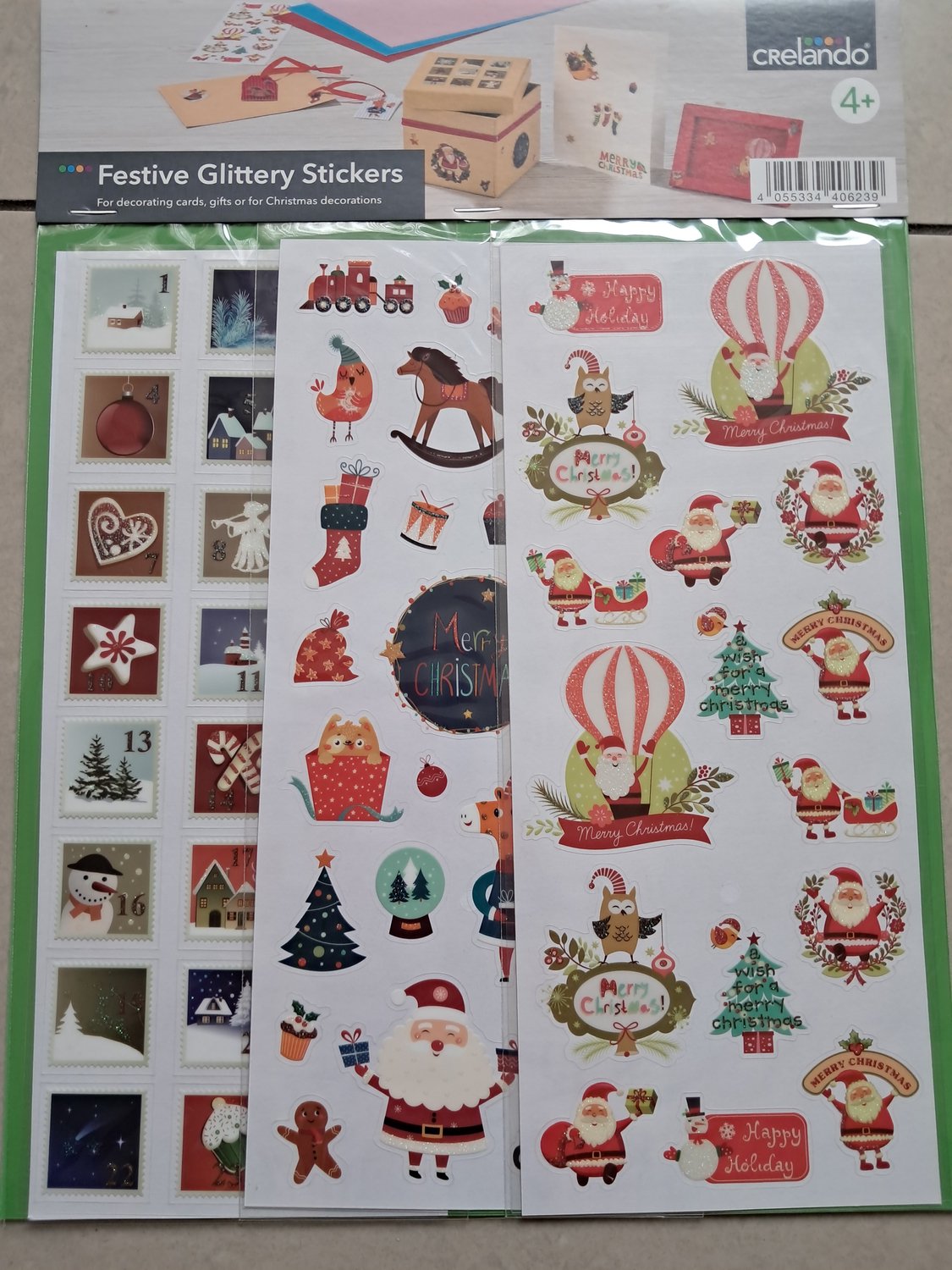 Crelando Kerst Stickers 6 vellen - 235 stickers - Kerst Decoratie