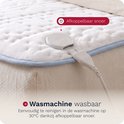 Detail van de lichtblauwe Inventum elektrische onderdeken met afkoppelbare snoer.
