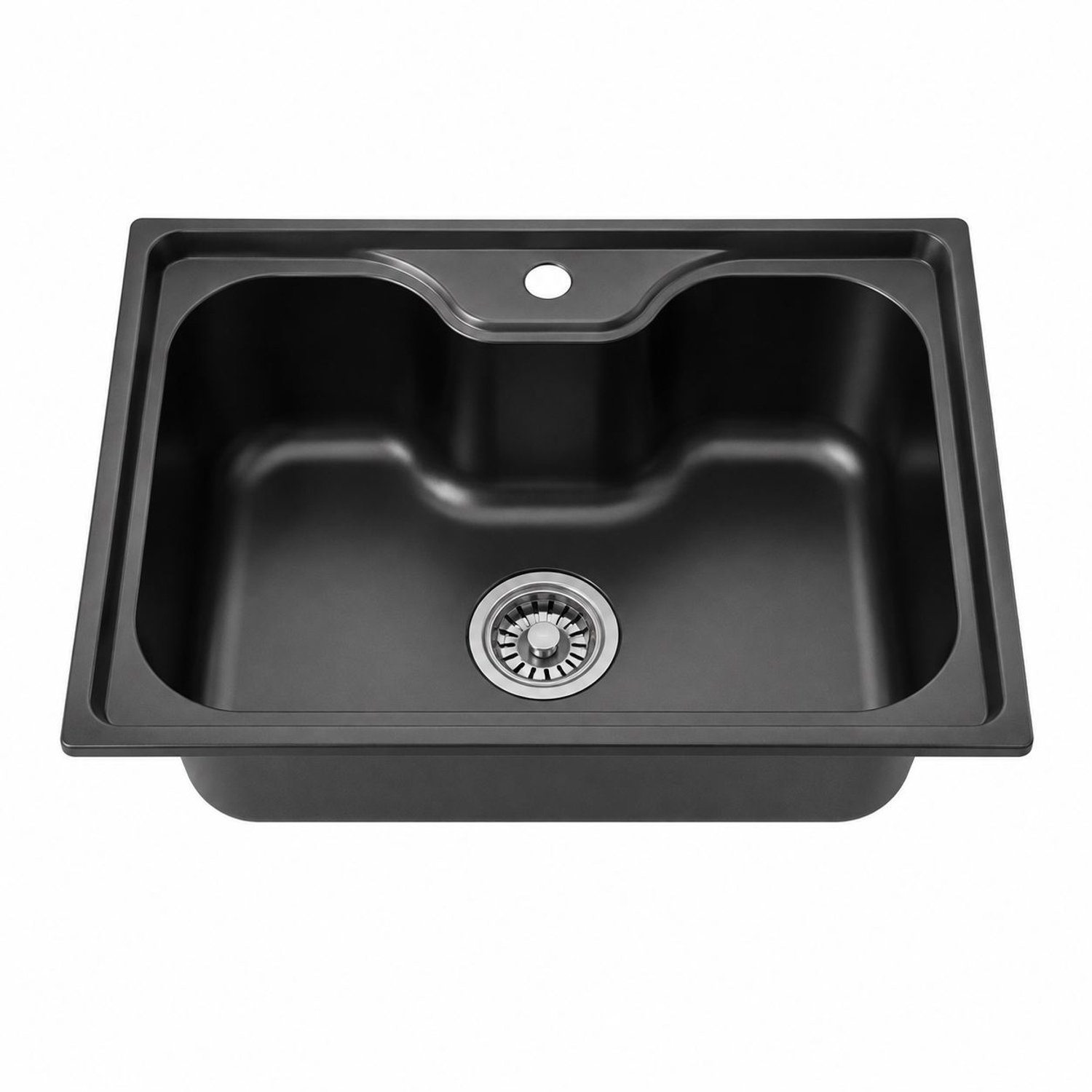Faizee Home RVS Spoelbak 60 × 42 × 20 cm – Keukenspoelbak – 0,8 mm RVS – Incl. Sifon en Afvoer – Zilver, Zwart of Goud Schwarz Mit Armatur