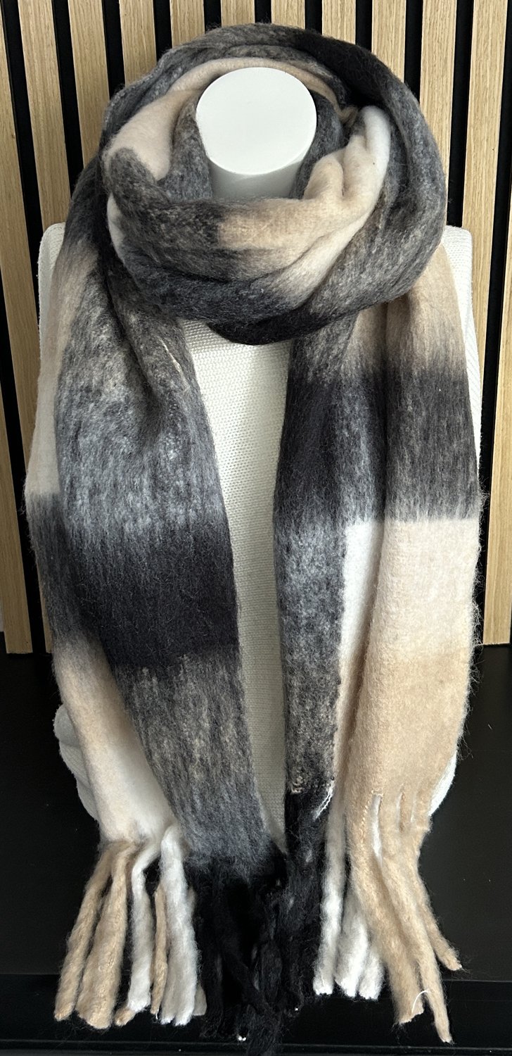 Winter Sjaal Dames sjaal Zwart-Grijs-Beige