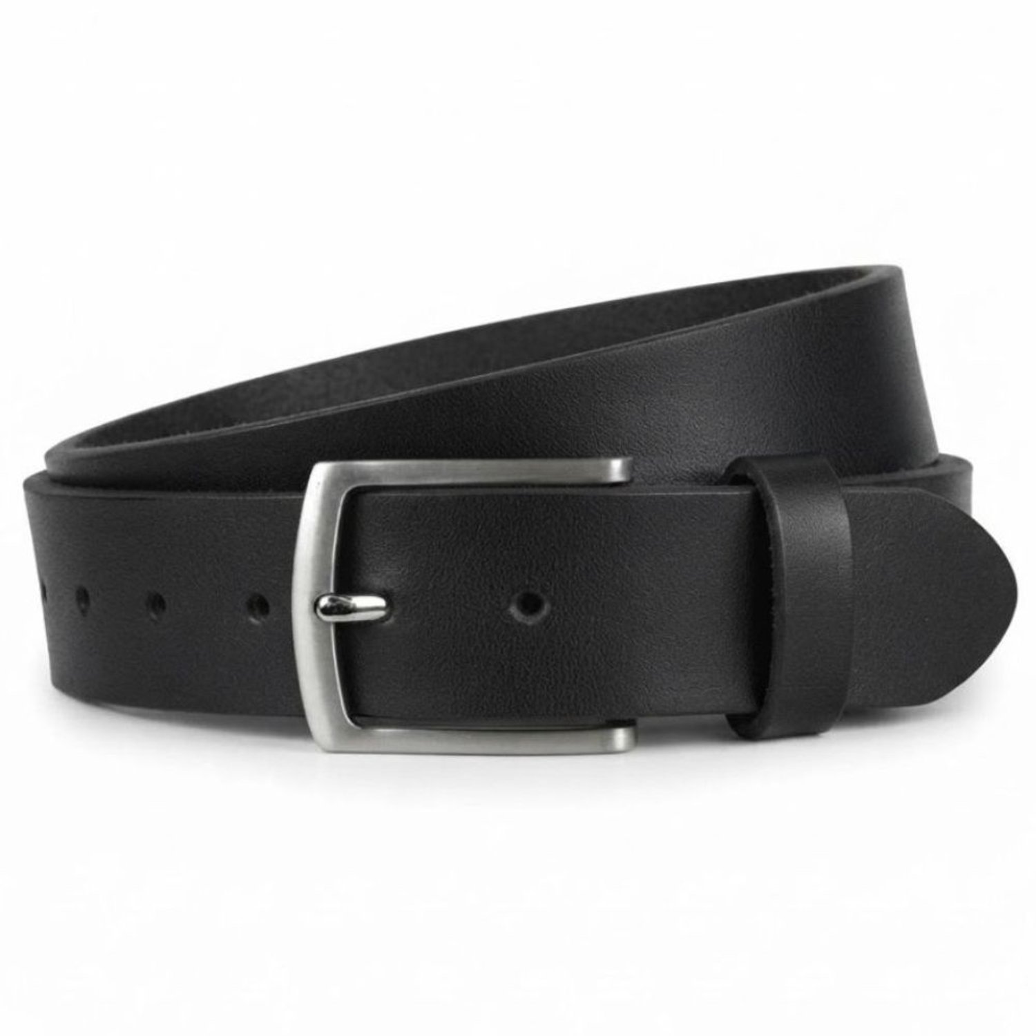 Fana Bags® Brede Leren Riem Zwart - Heren/Dames Riemen - Lederen Jeansriem - Riem Kleine Maat Spijkerbroek - Riemmaat 80 - Totale Lengte 95cm