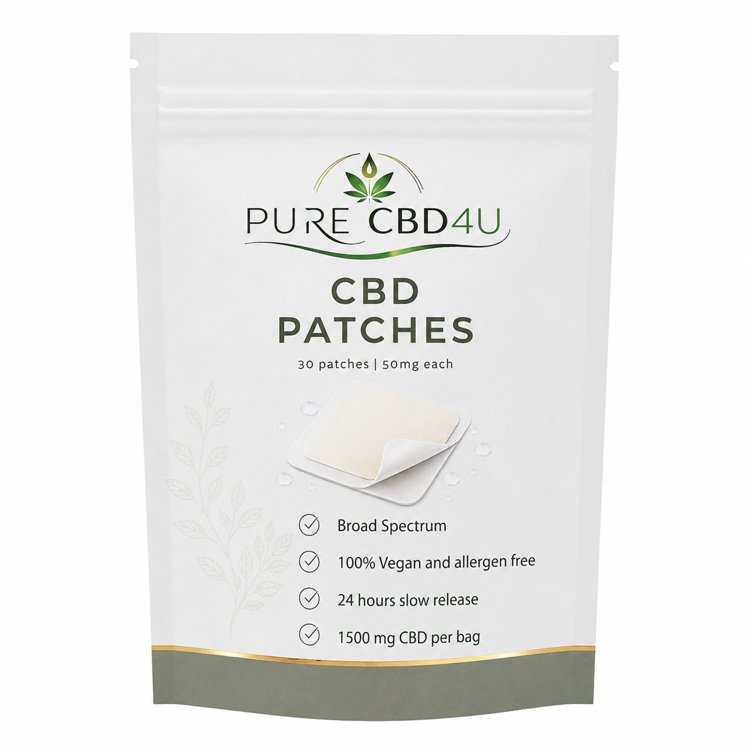 PureCBD4U CBD Patches 50 mg CBD + CBG – 30 stuks – Transdermale CBD Pleisters – Slow Release