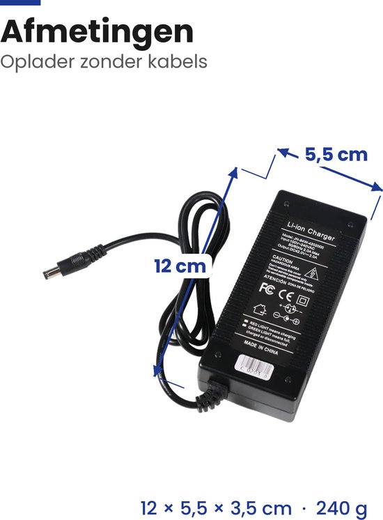 Originele Fatbike Mini Oplader 42V 2A - Geschikt voor C80 Mini & V20 Mini - DC Aansluiting van Merkloos — afbeelding 5