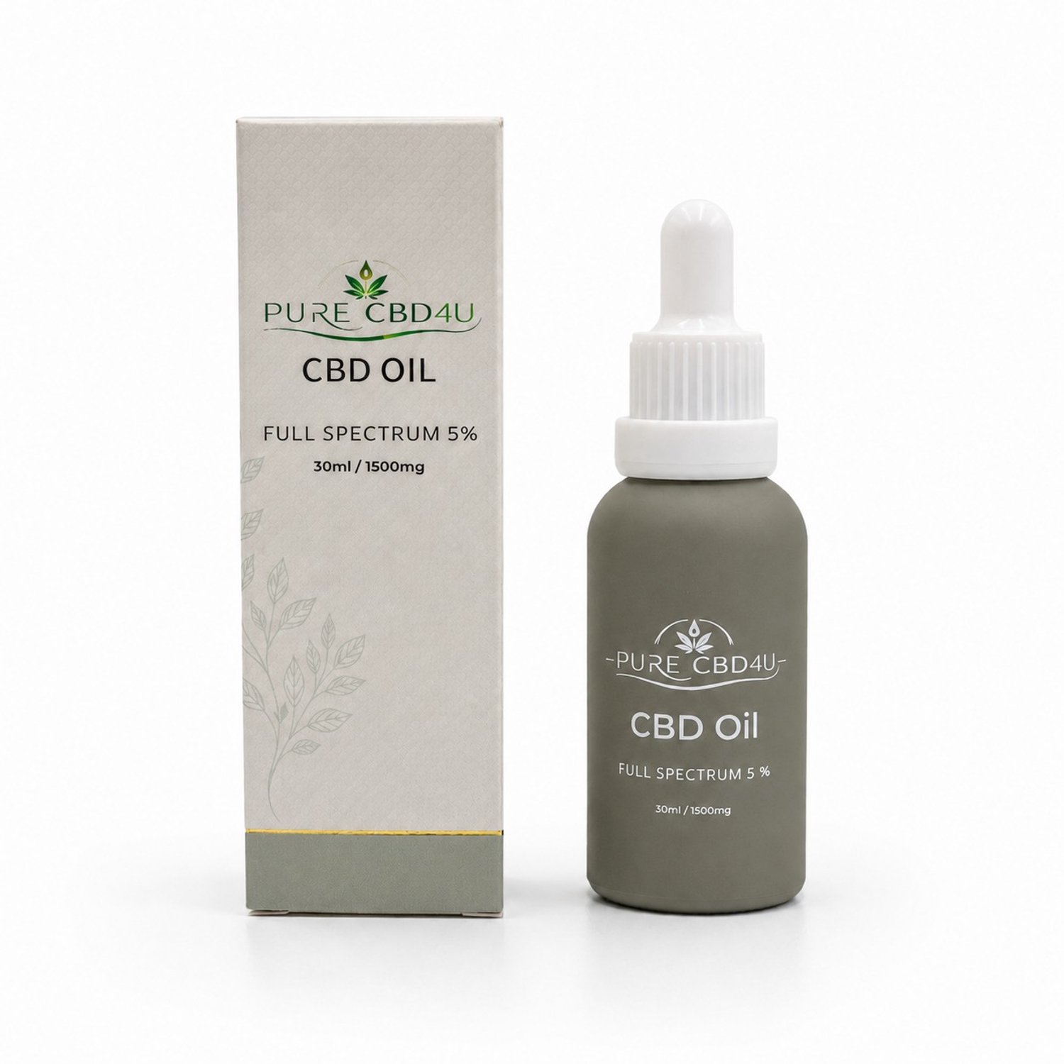 PureCBD4U CBD Olie 5% – Full Spectrum CBD Olie – 1500 mg CBD – 30 ml