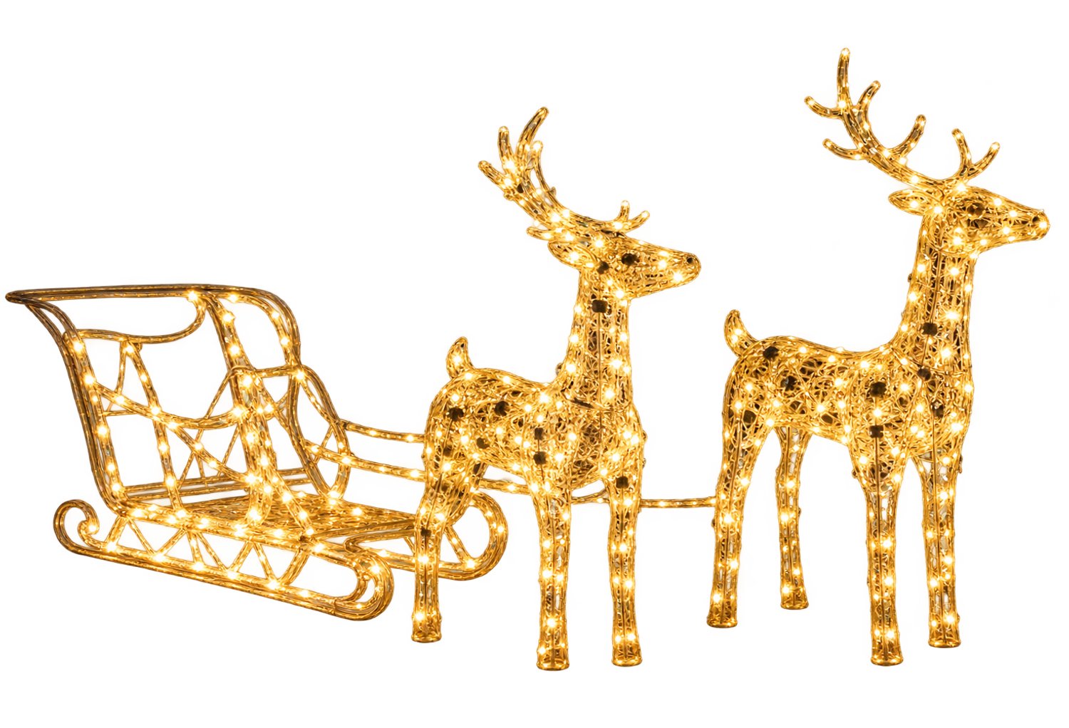 DeltaMerch Kerstversiering - Kerst - Tuinversiering kerst - Rendierslee met licht - 130 cm - 8 lichteffecten - 160 LED's - USB
