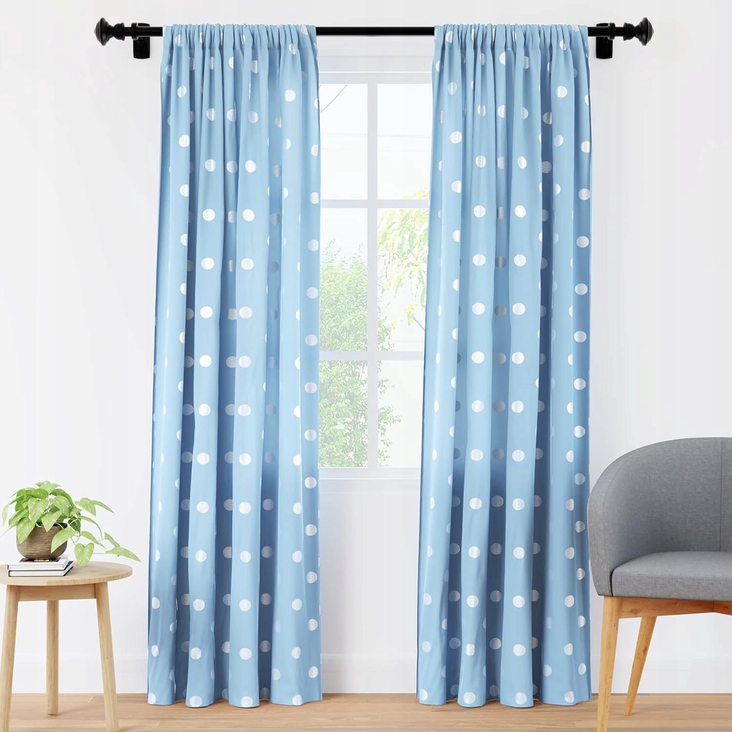 Blauwe Tunnelgordijnen 140x213 cm - Set van 2