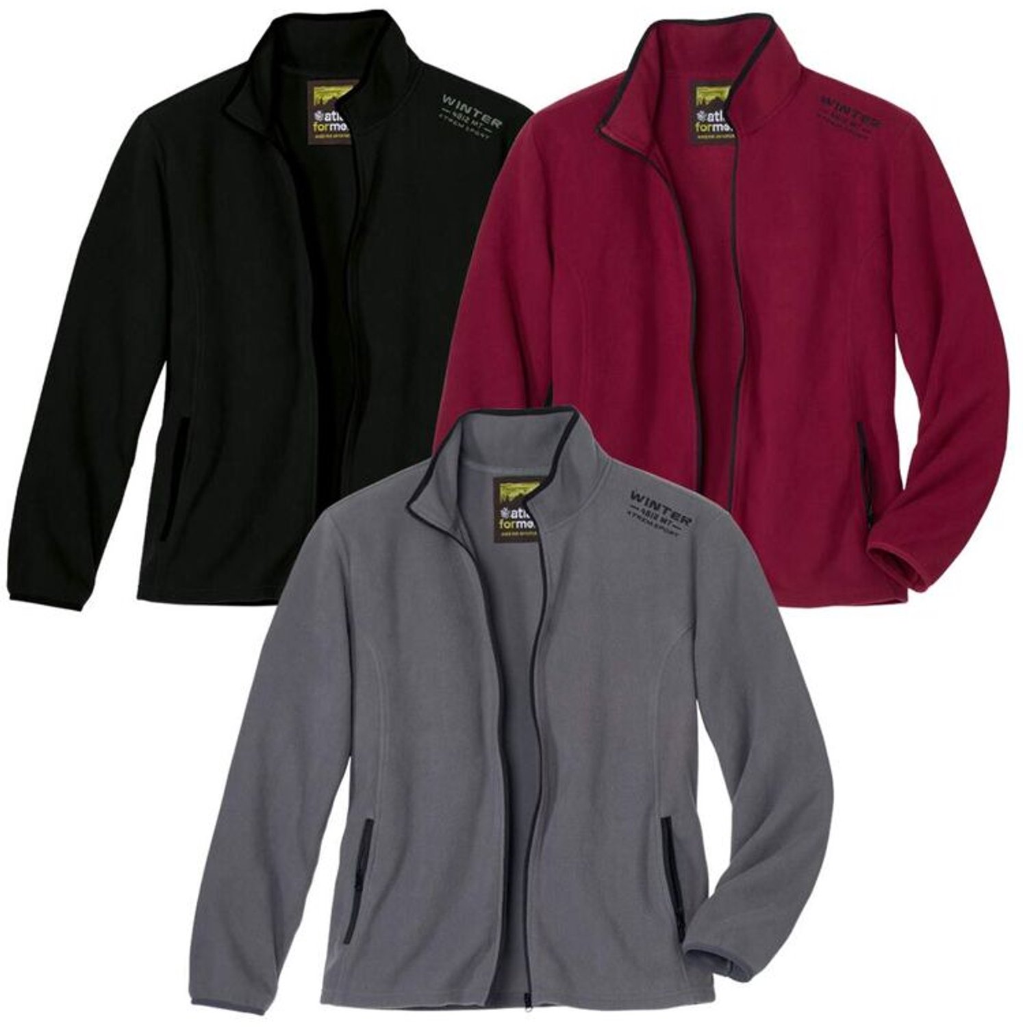 ATLAS FOR MEN - Set van 3 microfleecevesten - Heren - Verkrijgbaar in grote maten - 4XL