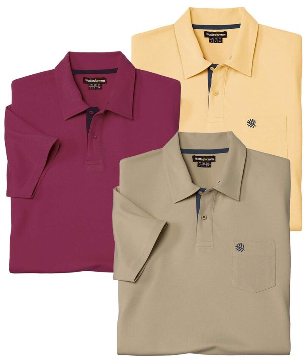 ATLAS FOR MEN - Set van 3 polo's Summertime - Heren - Verkrijgbaar in grote maten - M