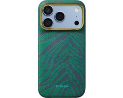 PITAKA Breath of Veins Edge Case voor iPhone 18/17 Pro – Aramidevezel Hoesje – MagSafe – Tidal Blue