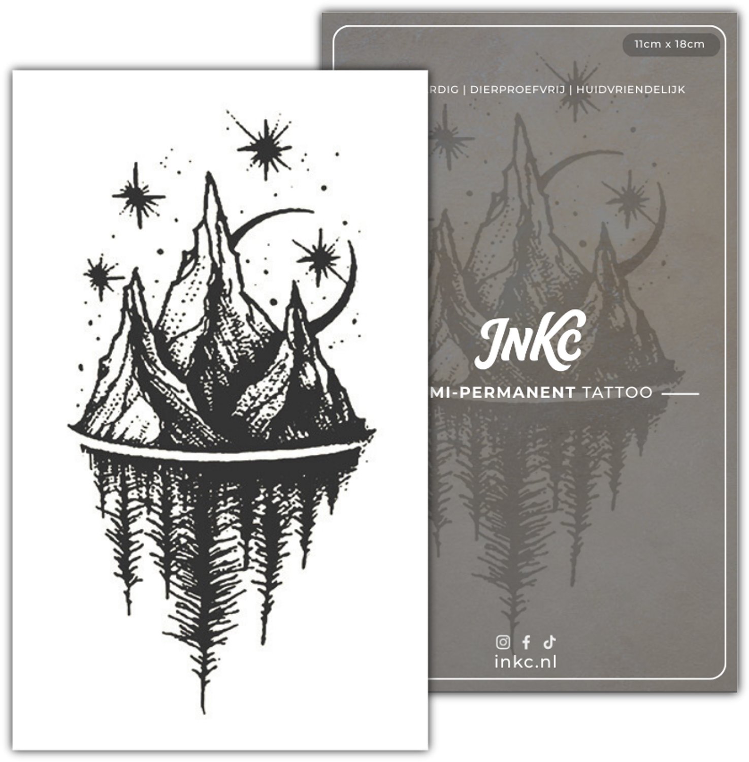 INKC - Tijdelijke Tattoo - Natuur Spiegel - Nep Tattoo - Plak Tattoos - Blijft tot 2 weken - 11 x 18cm