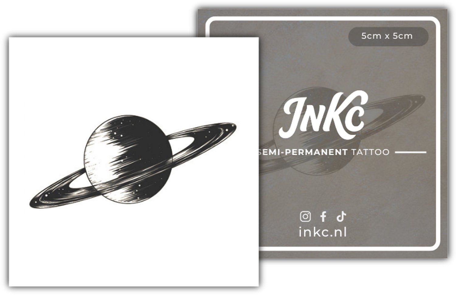 INKC - Tijdelijke Tattoo - Planeet - Nep Tattoo - Plak Tattoos - Blijft tot 2 weken - 5 x 5cm