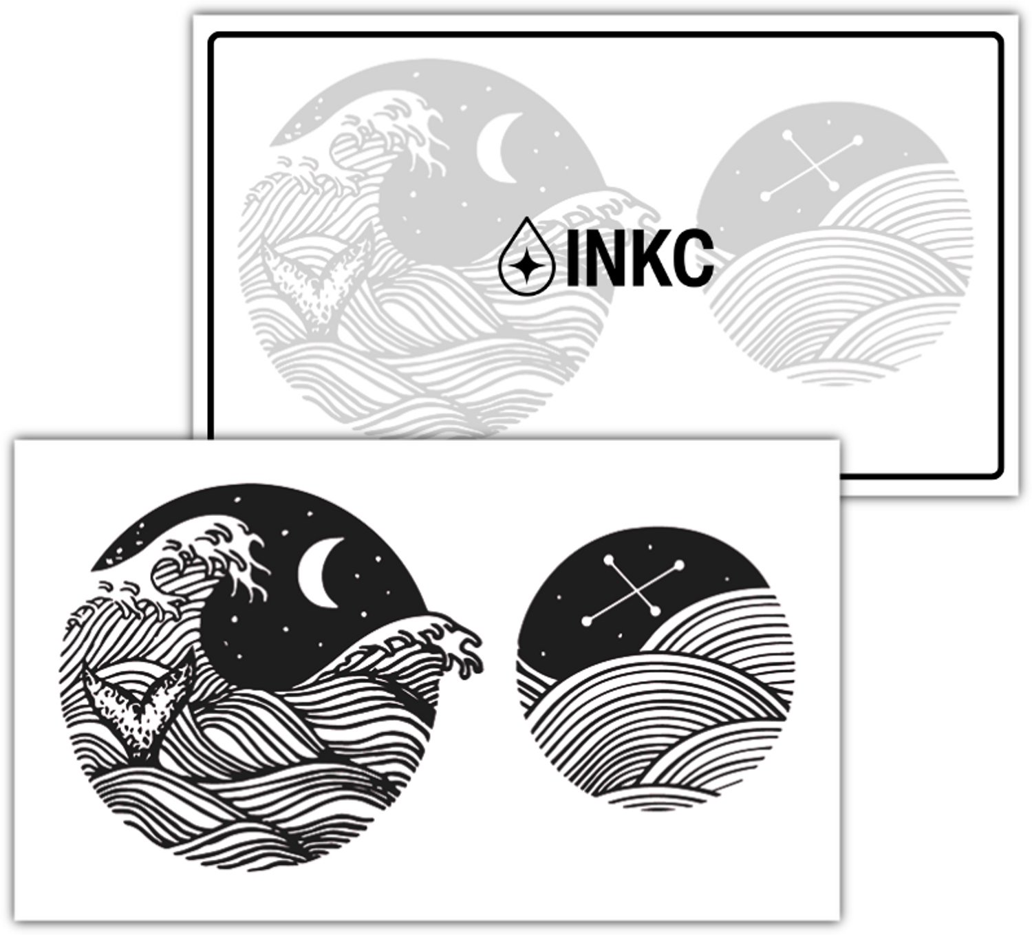 INKC - Tijdelijke Tattoo - Nacht Golf - Nep Tattoo - Plak Tattoos - Blijft tot 2 weken - 7 x 12cm