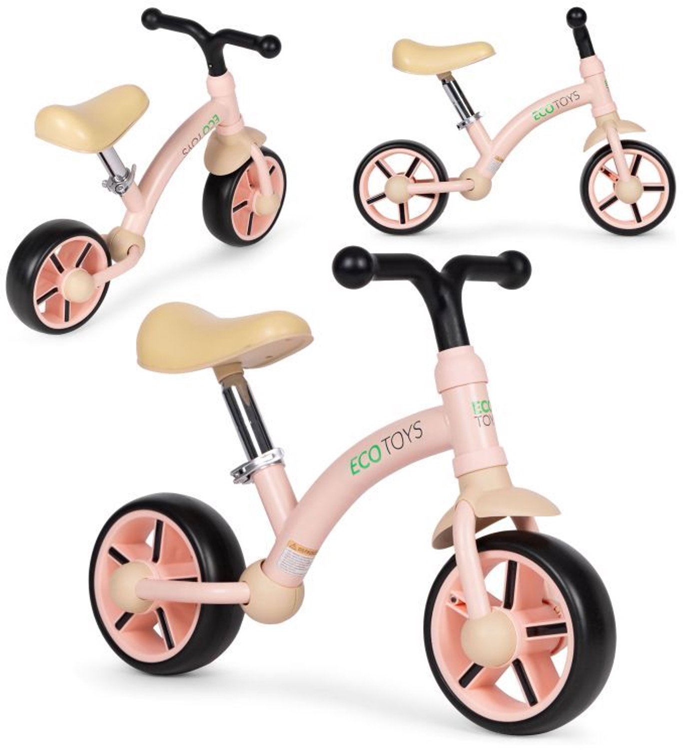 ECOTOYS Loopfiets - EVA Wielen - Verstelbaar Zadel - Roze - 3+