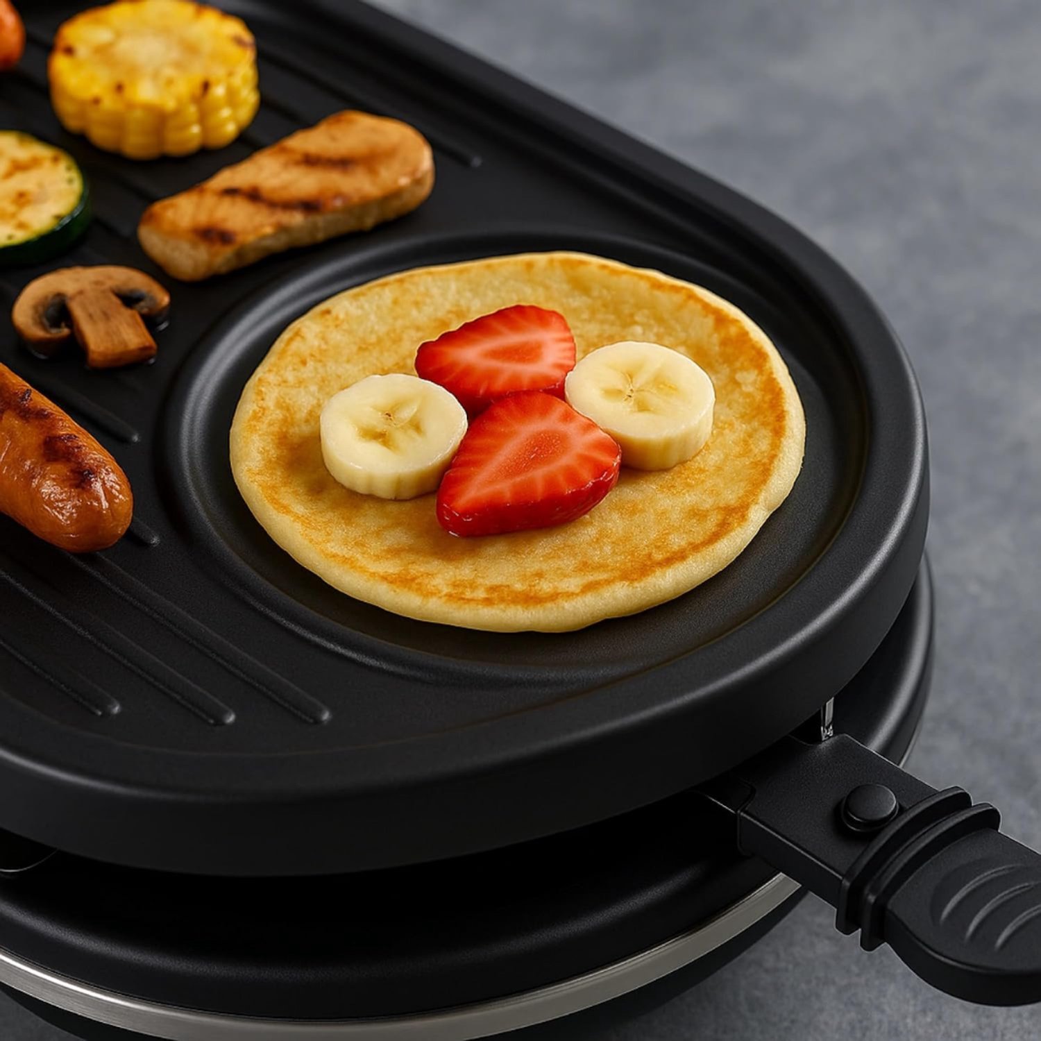 SNJY® Gourmetstel - Gourmetplaat - Gourmet Elektrisch - 8 Personen - 1400 W - Rond - Zwart – foto 2