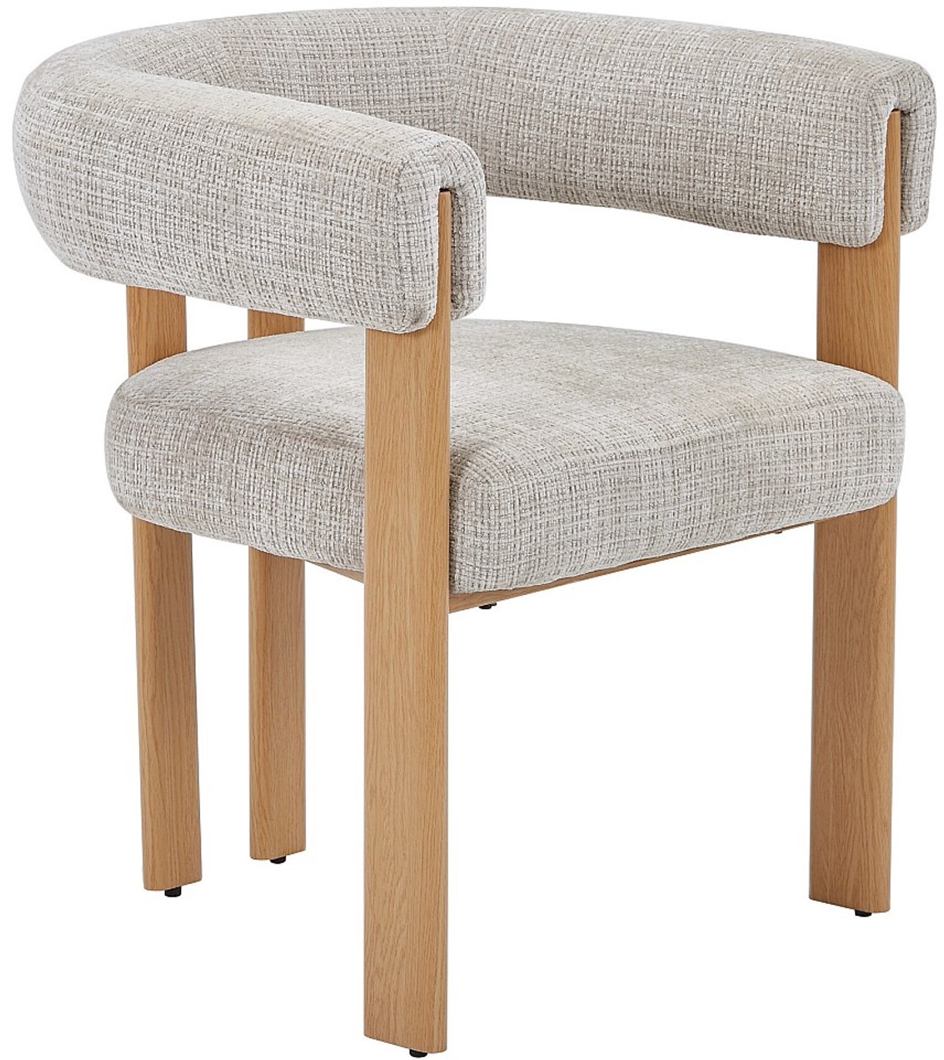 Vente-unique Set van 6 stoelen in getextureerde stof en metaal met houtlook - Beige en natuurlijk licht - VOLOSKA
