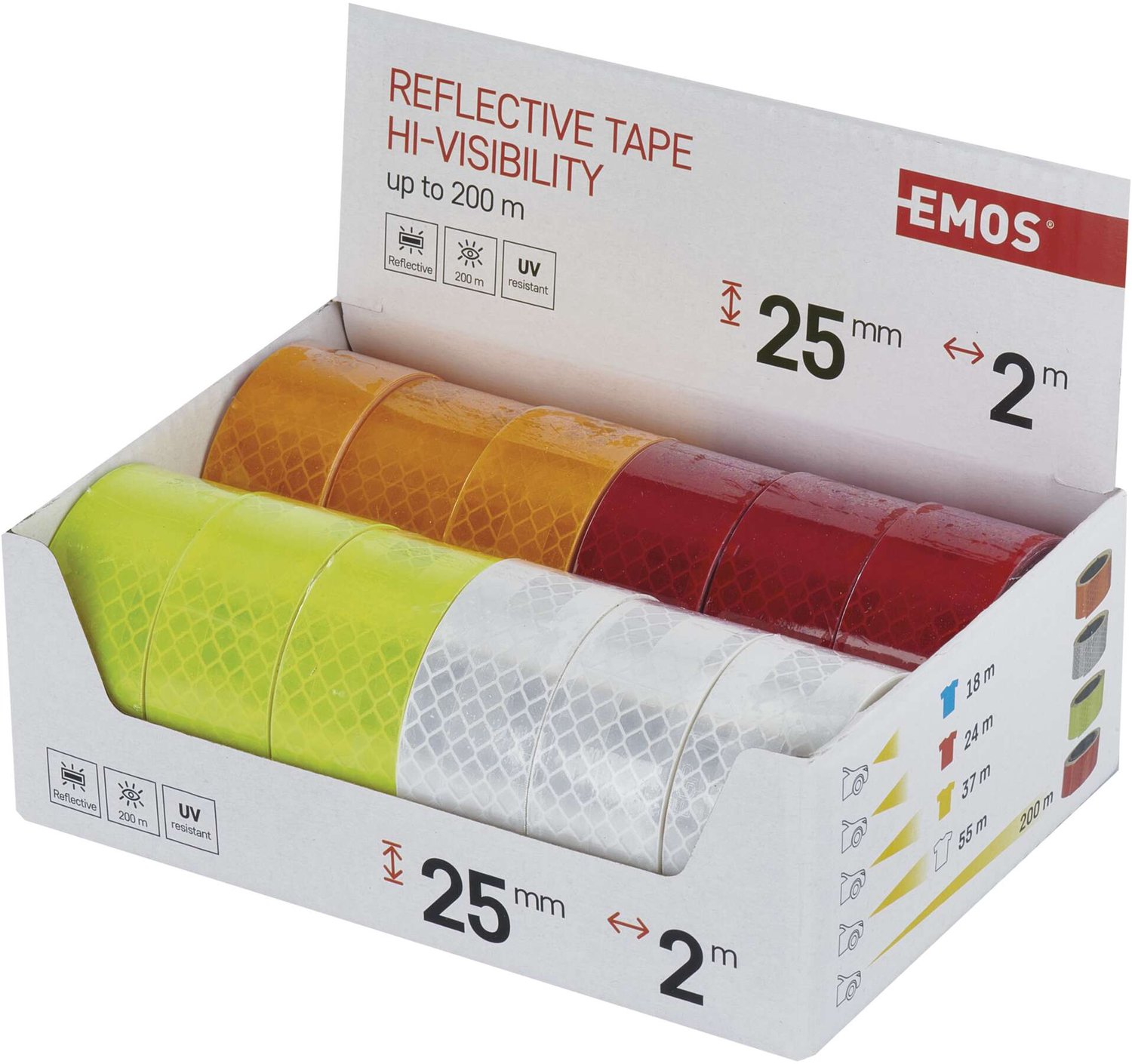 EMOS Reflecterende tape 25 mm / 2 m, 12 stuks, doos, F6070