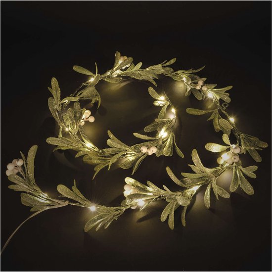 EMOS LED-kerstslinger - maretak, 1,5 m, 3x AA, voor binnen, warm wit, timer, DCTW27