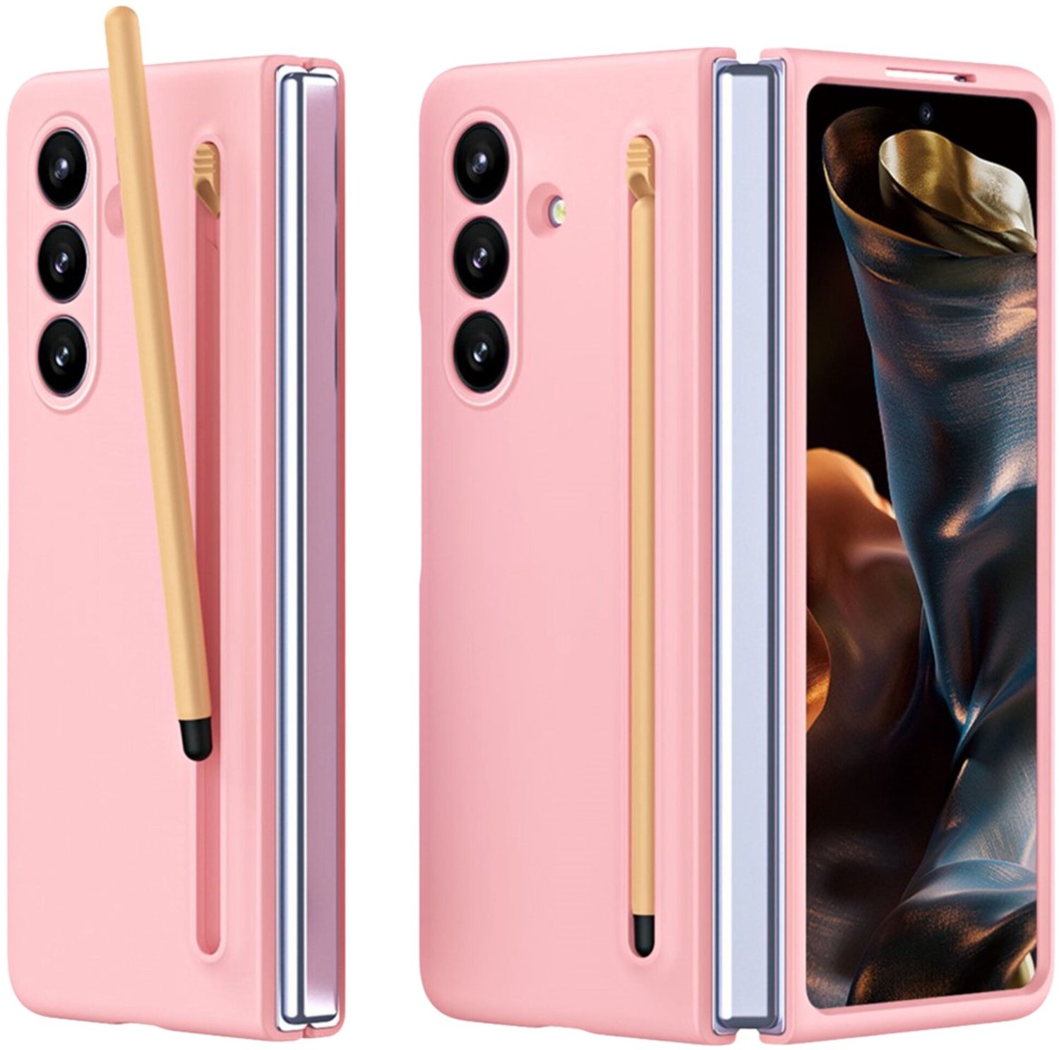 Casety Geschikt voor Samsung Galaxy Z Fold 8 Ultra backcover hoes met Stylus & screenprotector - Roze