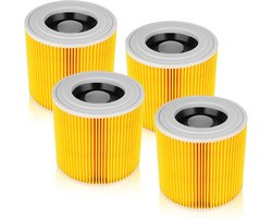 Patroonfilter - 4 x compatibele filters geschikt voor Karcher - stofzuiger geschikt voor Kärcher WD3 Premium - WD2, WD3 filter - MV3, MV2 SE4001 SE4002 - stofzuiger vervangingsfilter geschikt voor Kärcher 6.414-552.0 - Filter