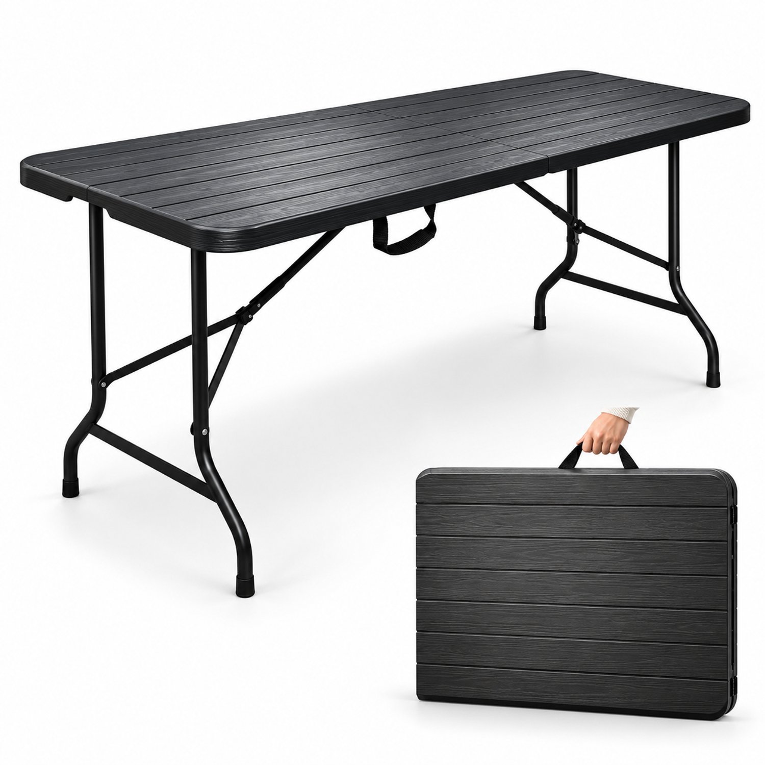 Bol.com Rijoka - Klaptafel Inklapbare Tafel - Campingtafel - Houtlook Design - 70x180cm - 6 tot 8 Personen - Draagkracht 150kg -... aanbieding