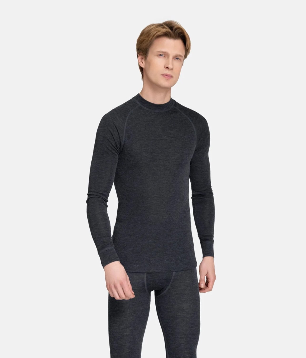 Thermowave Merino Warm Active thermoshirt lange mouw - Heren - Black Melange - maat L