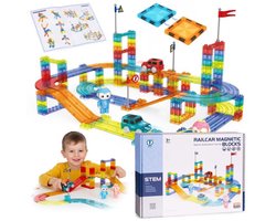 Magnetische Autobaan met 2 LED Auto’s - 154-delig - Bouwset - 3+