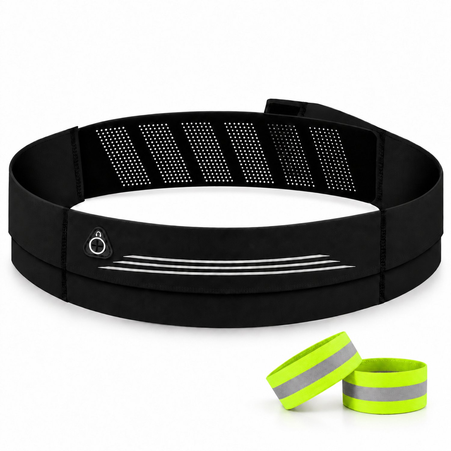 DOWO® - Hardlopen Telefoonhouder - Hardloop Heupband – Hardloopriem - Running Belt - Fitness - Sport - Verstelbaar & Reflecterend - Inclusief 2 Reflectiebanden