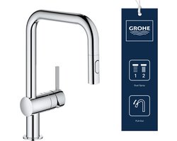 GROHE Minta Keukenkraan - Met uittrekbare handdouche - 2 straalsoorten - Chroom